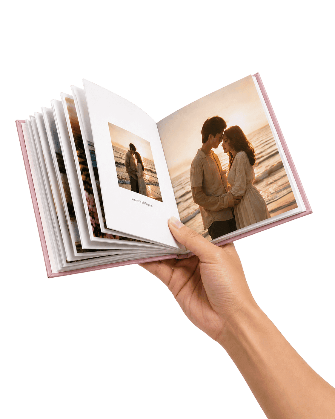 Family creating and preserving memories in a photo album